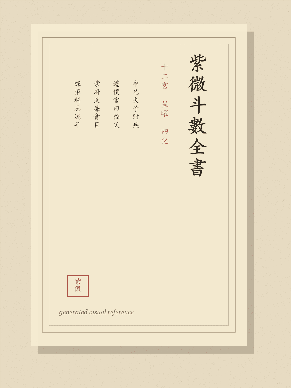 Referencia visual inspirada en Zi Wei Dou Shu